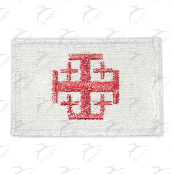 Knights Templar Jerusalem Shield Flag Patch Embroidered, Iron-On Back