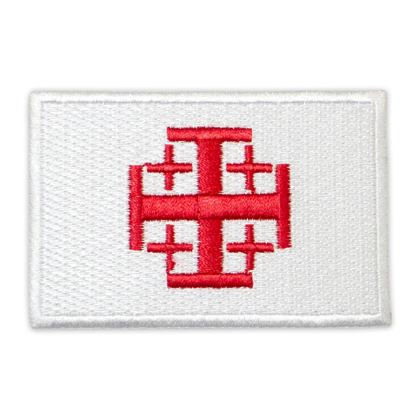 Knights Templar Jerusalem Shield Flag Patch Embroidered, Iron-On Back