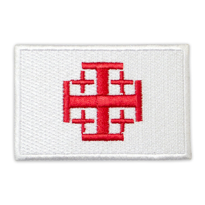 Knights Templar Jerusalem Shield Flag Patch Embroidered, Iron-On Back