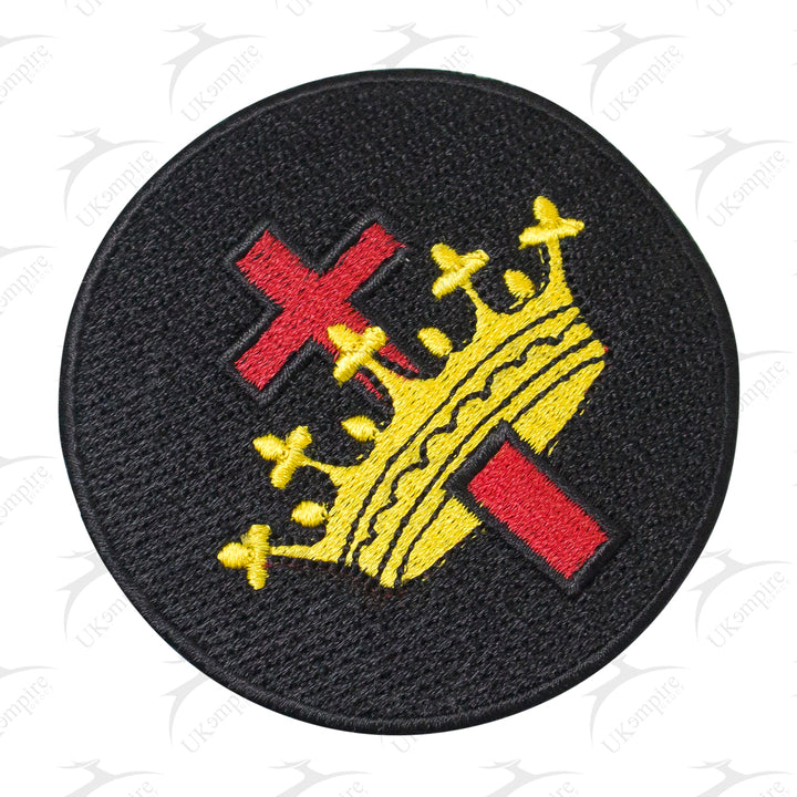 Knight Templar Kings Crown Cross Patch Machine Embroidery – Iron-On Back
