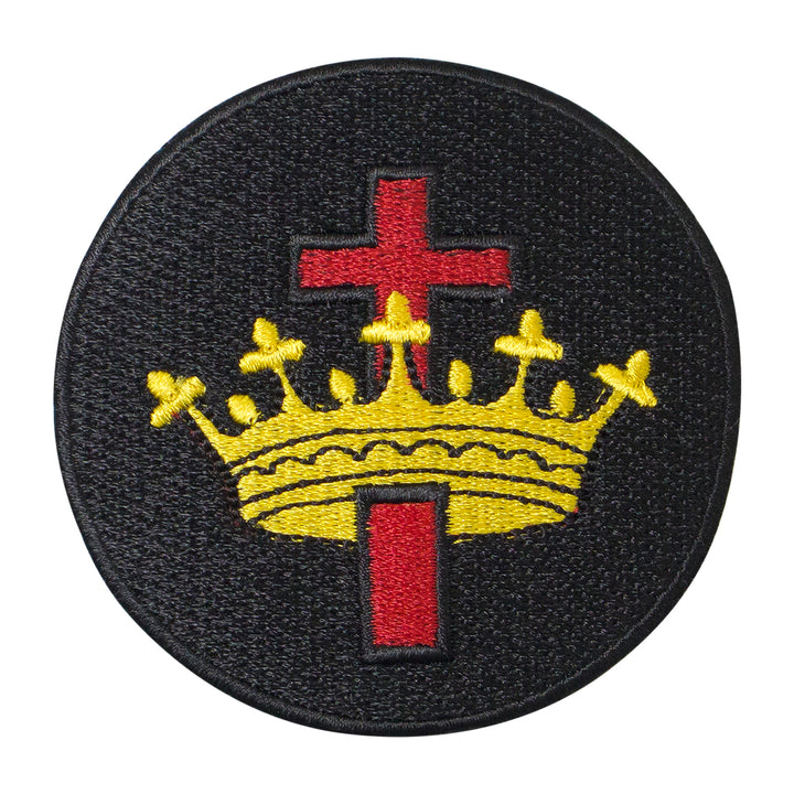 Knight Templar Kings Crown Cross Patch Machine Embroidery – Iron-On Back
