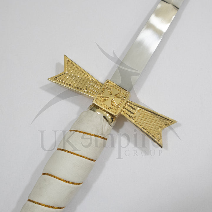Knights Of Malta Commander Sword White Grip with Red Scabbard & Leather Case (Set of 3)-5