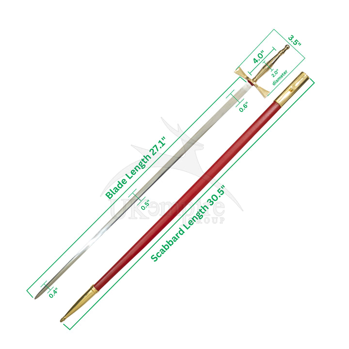 Knights Of Malta   with Red Scabbard & Black Leather Case (Set of 3)-1