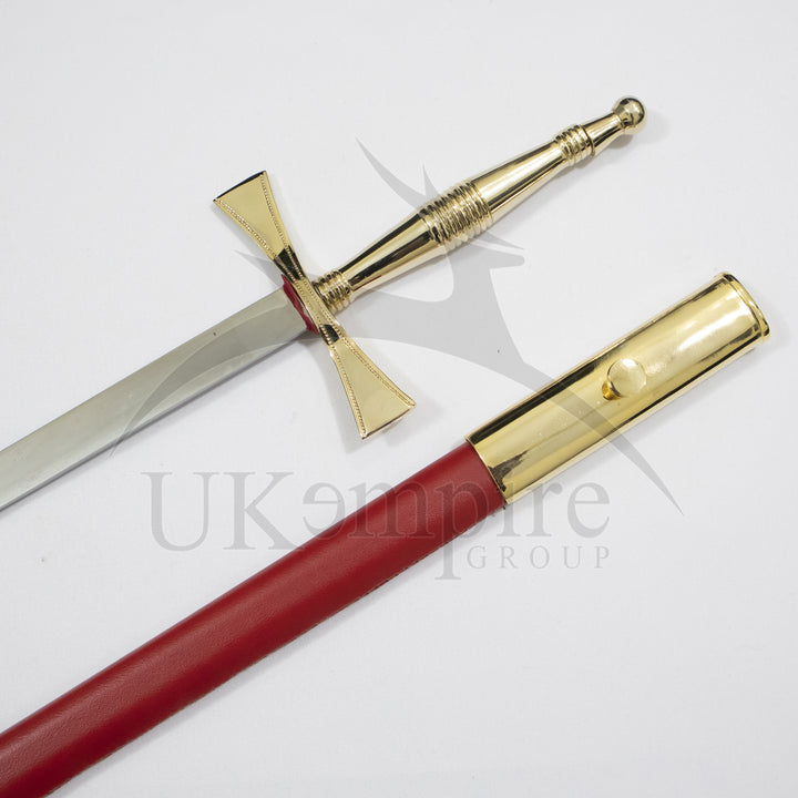 Knights Of Malta   with Red Scabbard & Black Leather Case (Set of 3)-3