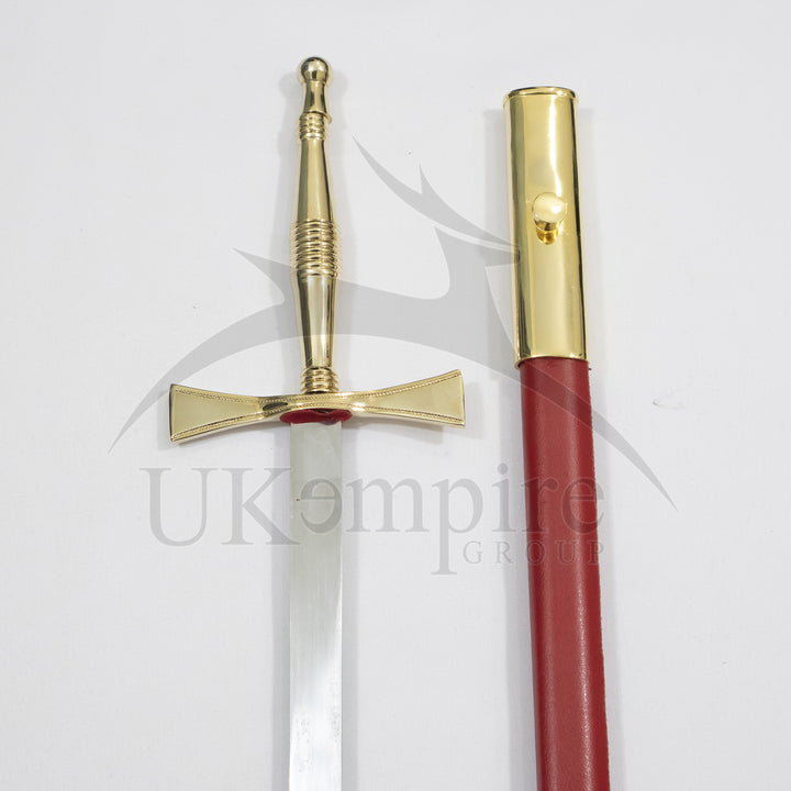 Knights Of Malta   with Red Scabbard & Black Leather Case (Set of 3)-4