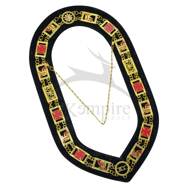 Masonic Knights Templar Chain Collar Black Velvet Gold