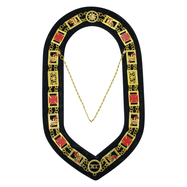 Masonic Knights Templar Chain Collar Black Velvet Gold