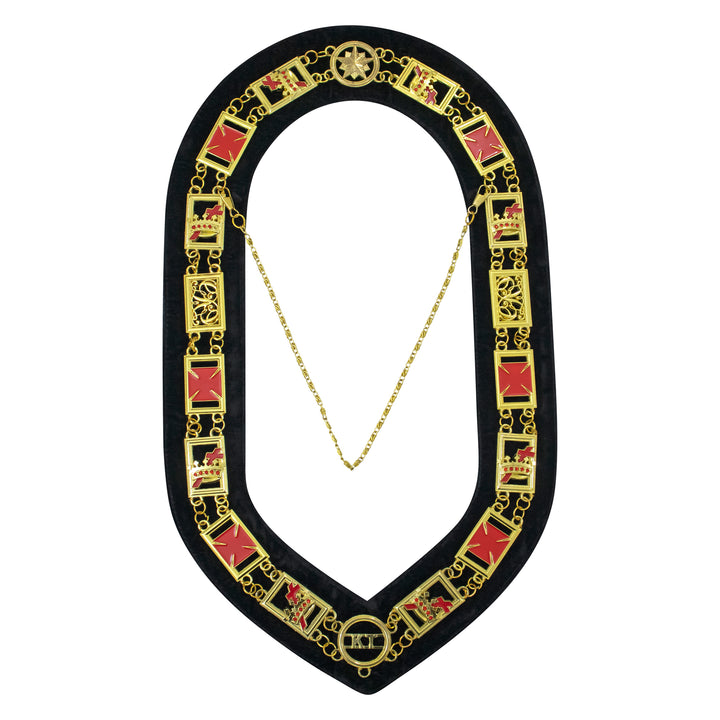 Masonic Knights Templar Chain Collar Black Velvet Gold