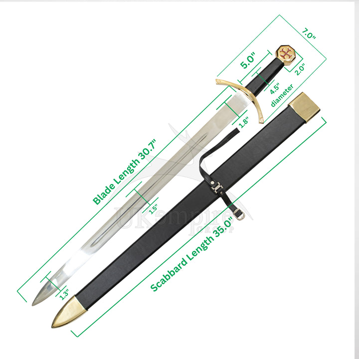 Knights Templar Commandery Sword with Black Scabbard (Set of 2)-1