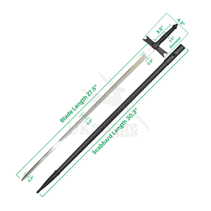 Knights Templar Cross Sword with Black Scabbard & Leather Case (Set of 3)-1