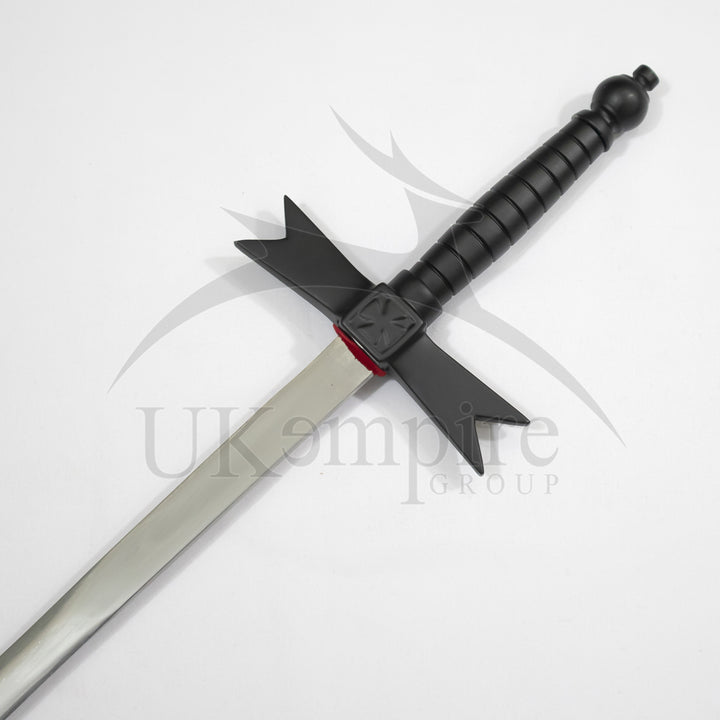 Knights Templar Cross Sword with Black Scabbard & Leather Case (Set of 3)-3