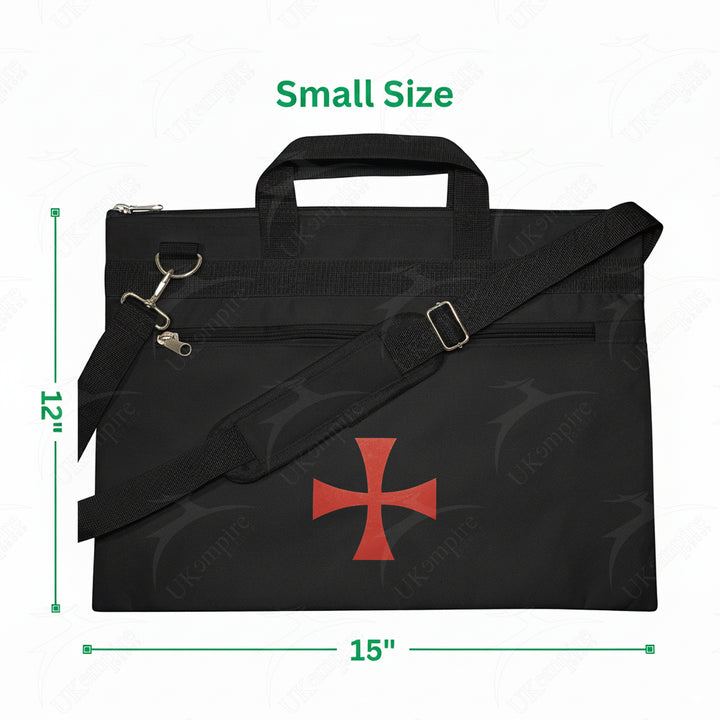 Knights Templar Cross Symbol Black Tote Bag Printed with Hand & Shoulder Carry