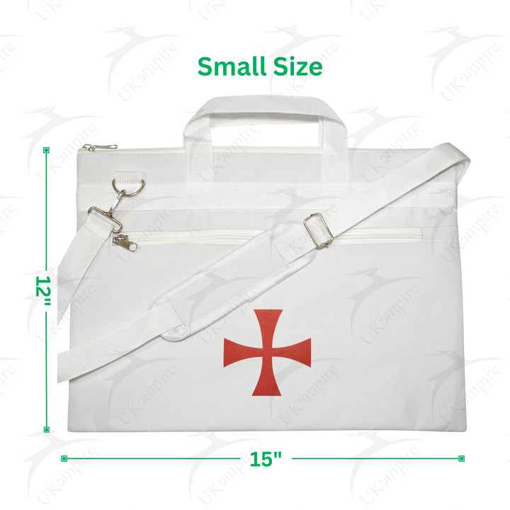 Knights Templar Cross Symbol White Tote Bag Printed with Hand & Shoulder Carry