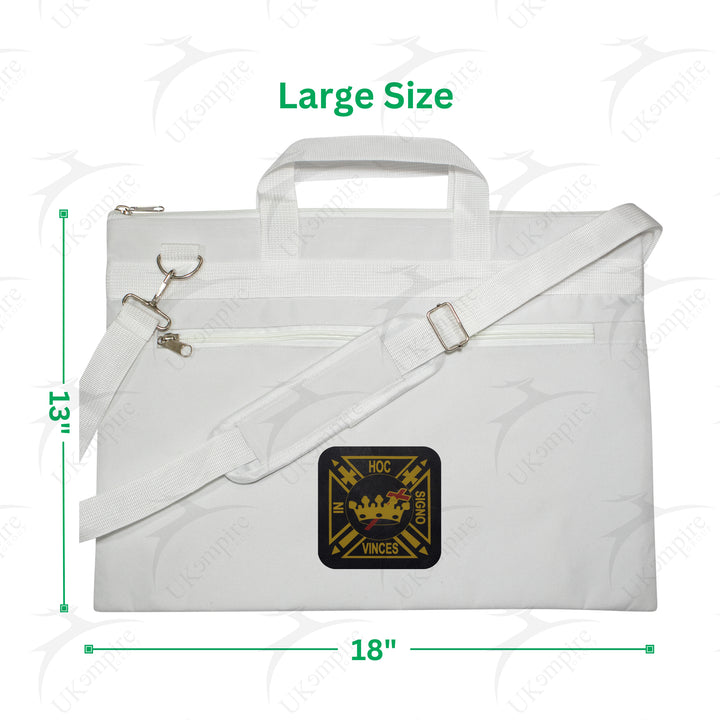 Knights Templar Cross With Crown White Tote Bag Printed with Hand & Shoulder Carry