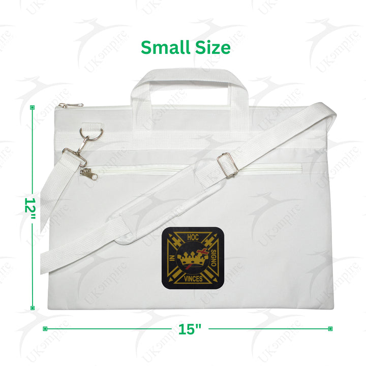 Knights Templar Cross With Crown White Tote Bag Printed with Hand & Shoulder Carry