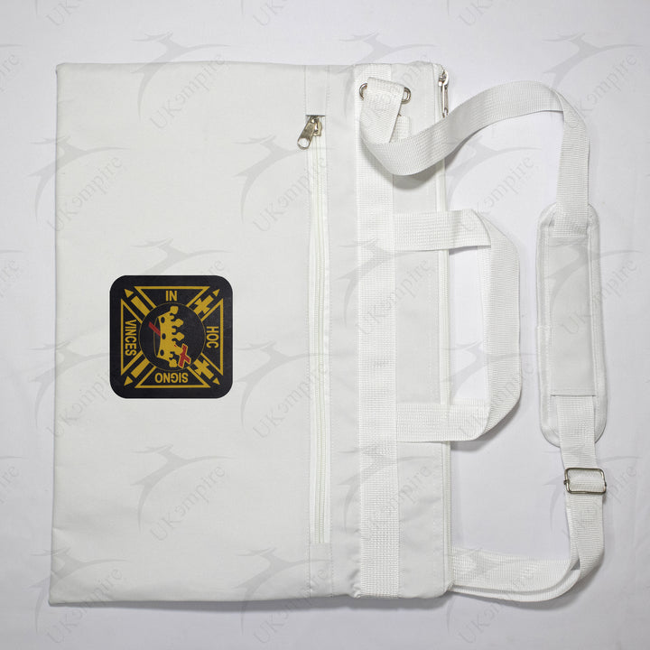 Knights Templar Cross With Crown White Tote Bag Printed with Hand & Shoulder Carry