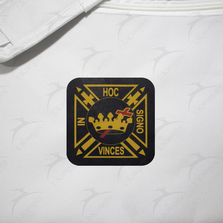 Knights Templar Cross With Crown White Tote Bag Printed with Hand & Shoulder Carry