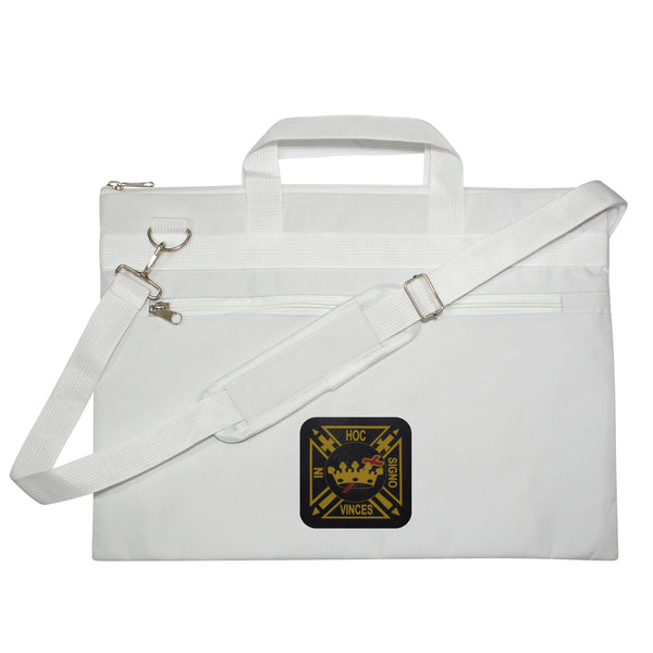 Knights Templar Cross With Crown White Tote Bag Printed with Hand & Shoulder Carry