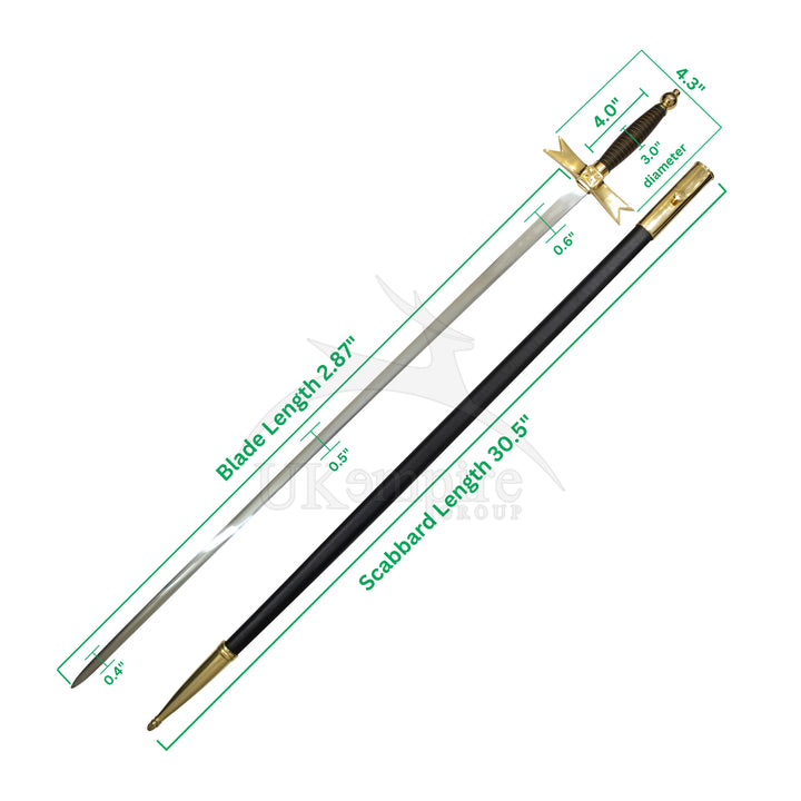 Knights Templar Preceptors Cross Sword Black Scabbard Leather Case (Set of 3)-1