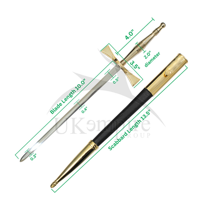 Knights Templar Preceptors Dagger with Black Scabbard – Ceremonial Masonic Swords Daggers-1