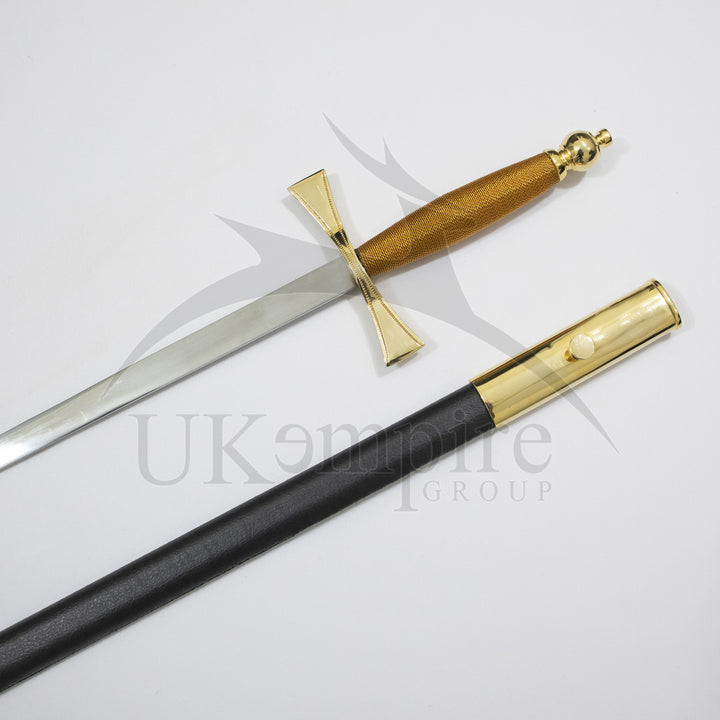 Knights Templar Preceptors Sword Brown Grip with Black Scabbard & Leather Case (Set of 3)-3
