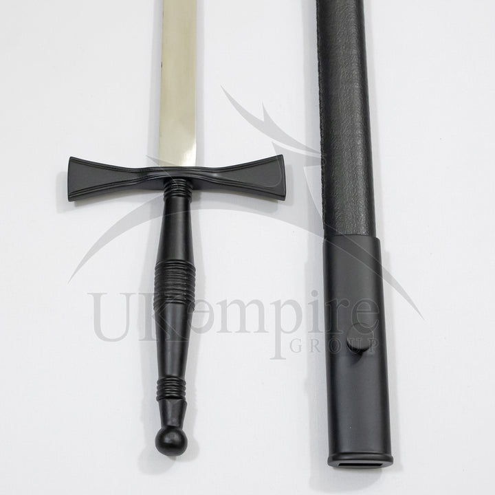 Knights Templar Standard Sword with Black Scabbard & Leather Case (Set of 3)-4