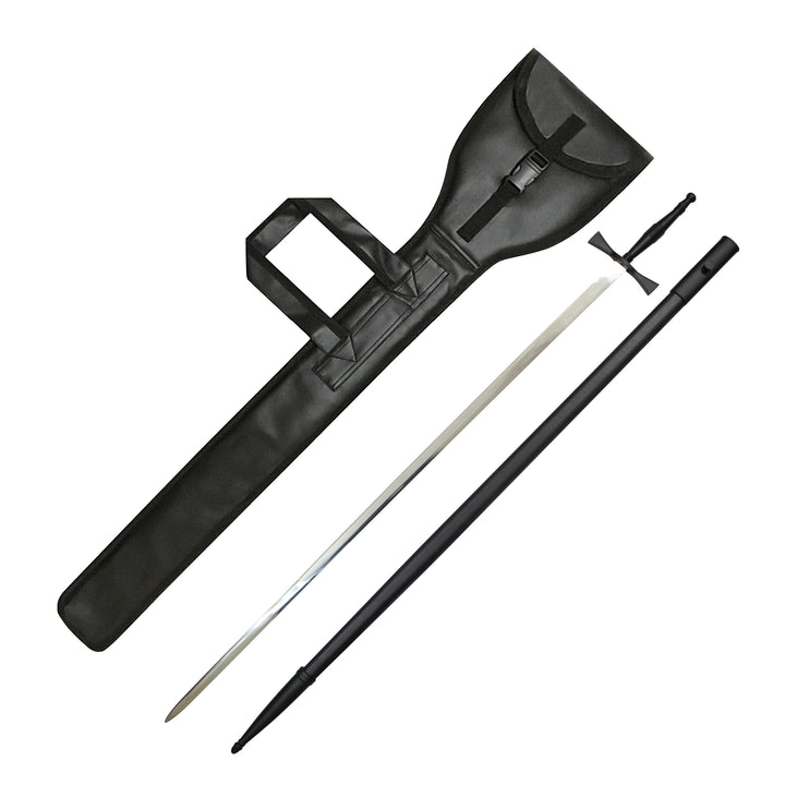 Knights Templar Standard Sword with Black Scabbard & Leather Case (Set of 3)