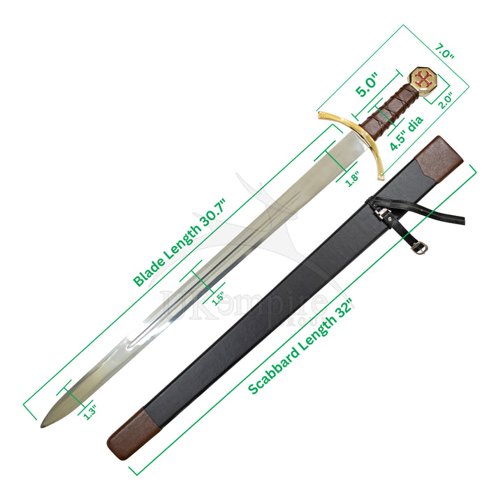 Knights Templar Warrior Sword with Black Scabbard (Set of 2)-1