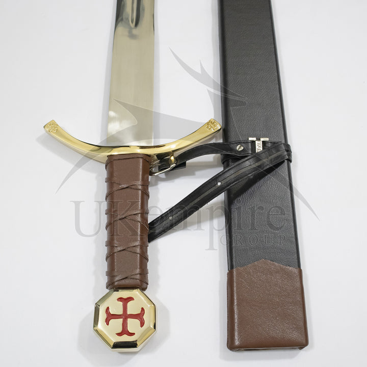 Knights Templar Warrior Sword with Black Scabbard (Set of 2)-2