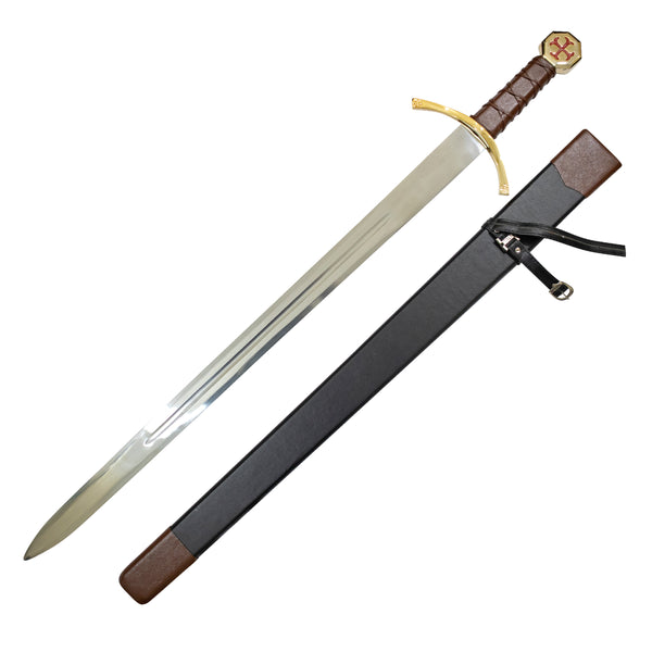 Knights Templar Warrior Sword with Black Scabbard (Set of 2)