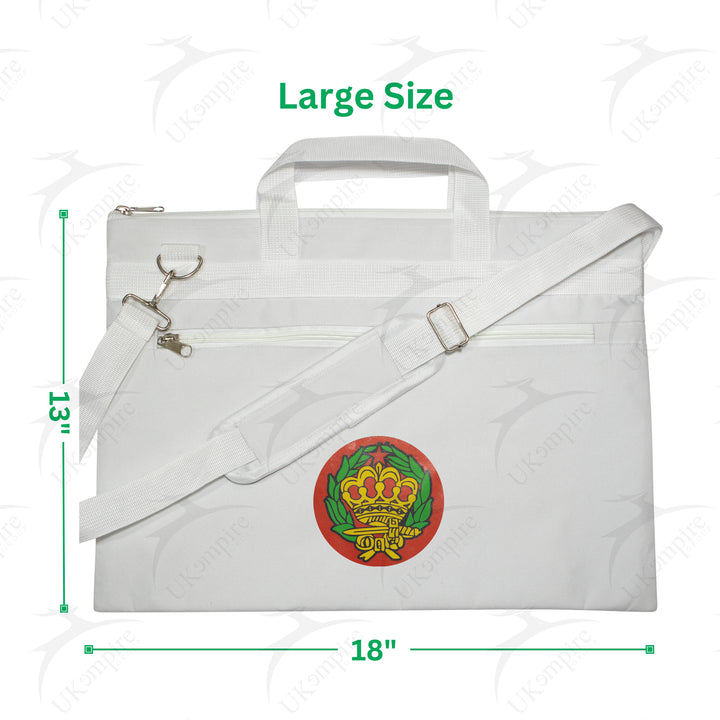 Masonic Amaranth Crown White Tote Bag Printed with Hand & Shoulder Carry