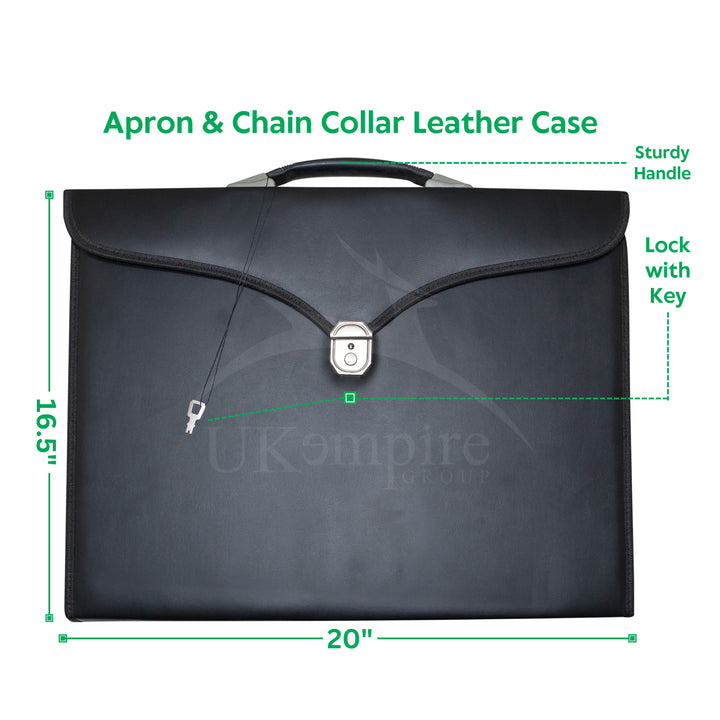 Masonic Apron & Collar Case Single Handle Black Leather