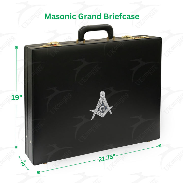 Masonic Apron Briefcase Grand, Square Compass G Silver
