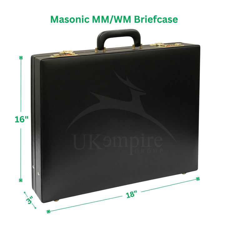Masonic Apron Briefcase MM/WM Size – Black Leather