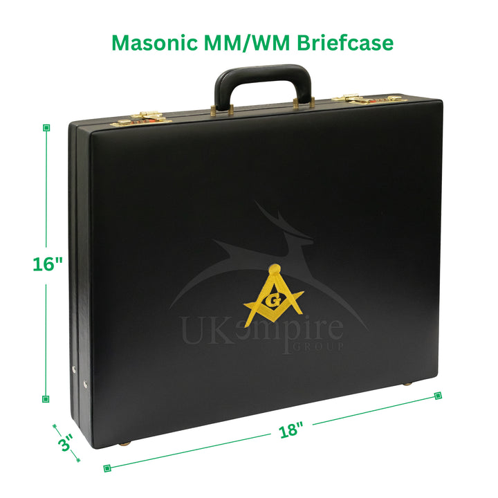 Masonic Apron Briefcase MM/WM, Square Compass G Gold