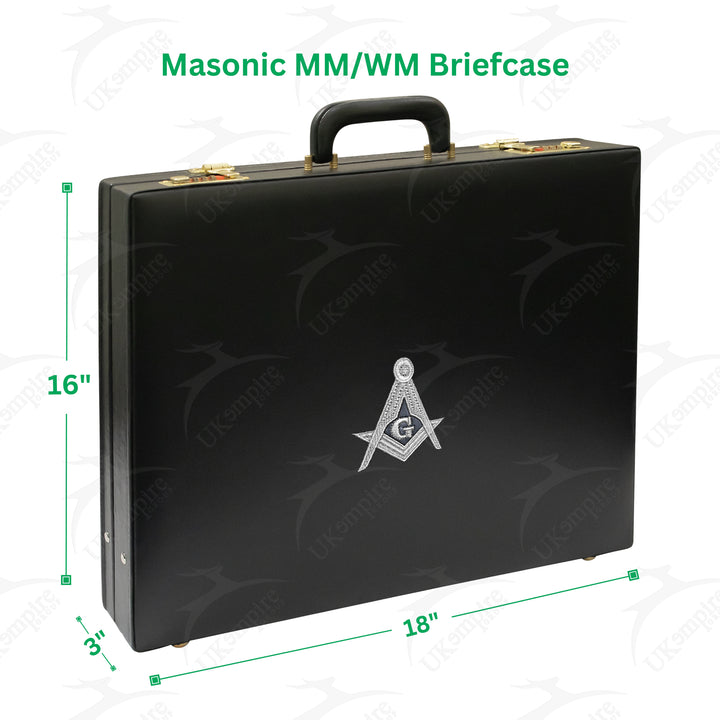 Masonic Apron Briefcase MM/WM, Square Compass G Silver