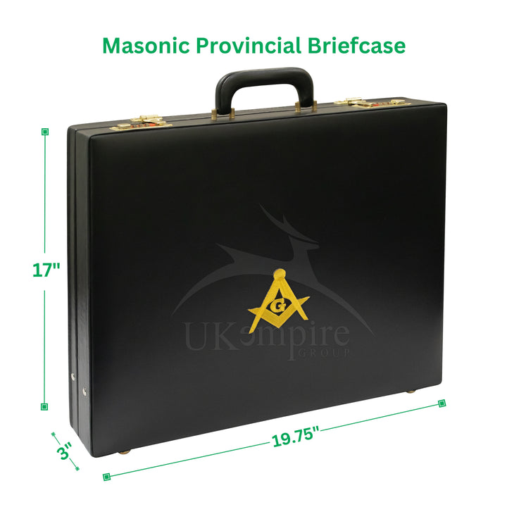 Masonic Apron Briefcase Provincial, Square Compass G Gold