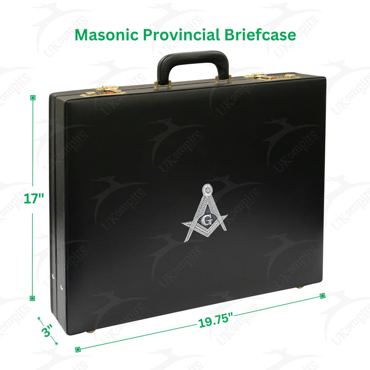 Masonic Apron Briefcase Provincial, Square Compass G Silver