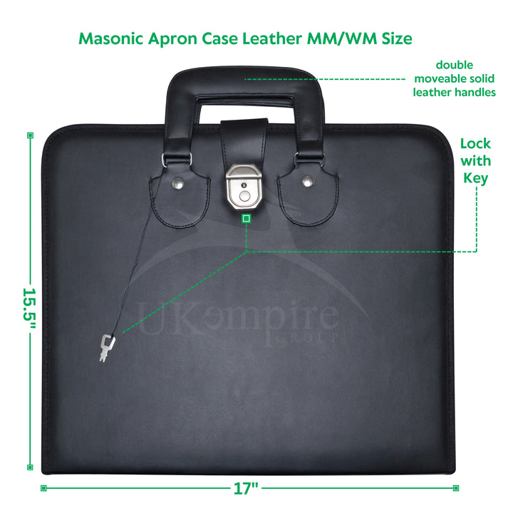 Masonic Apron Case Double Handle Black Leather