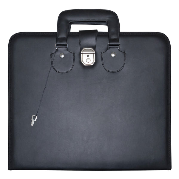 Masonic Apron Case Double Handle Black Leather