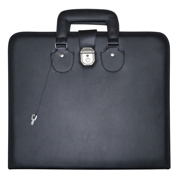 Masonic Apron Case Double Handle Black Leather