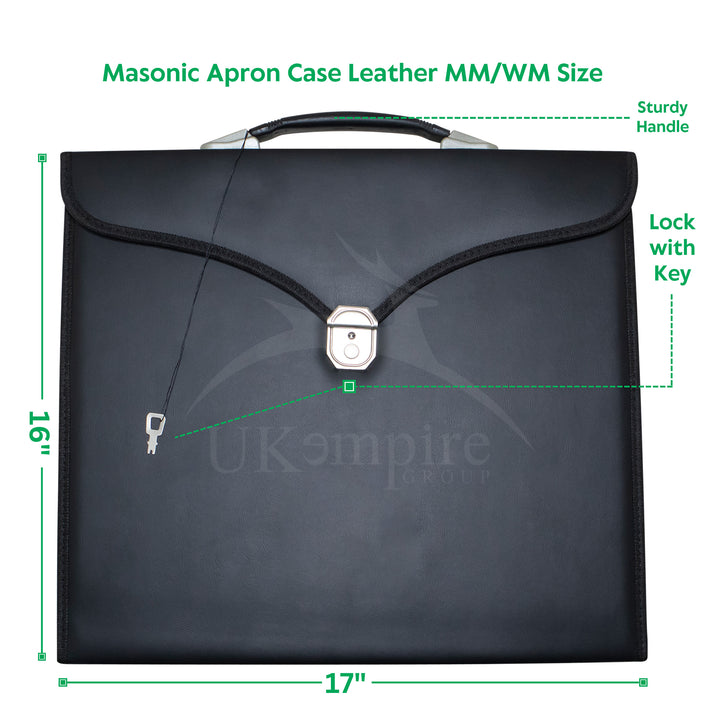 Masonic Apron Case Single Handle Black Leather