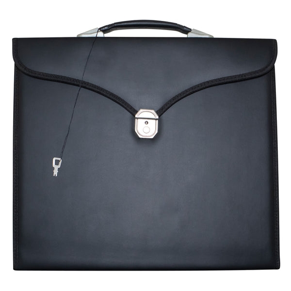 Masonic Apron Case Single Handle Black Leather