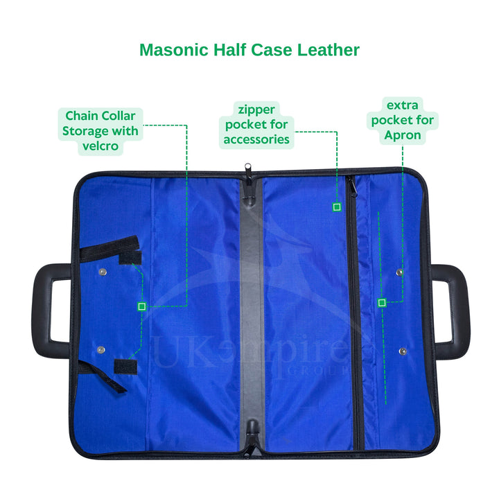 Masonic Apron and Collar Half Case Black  Leather