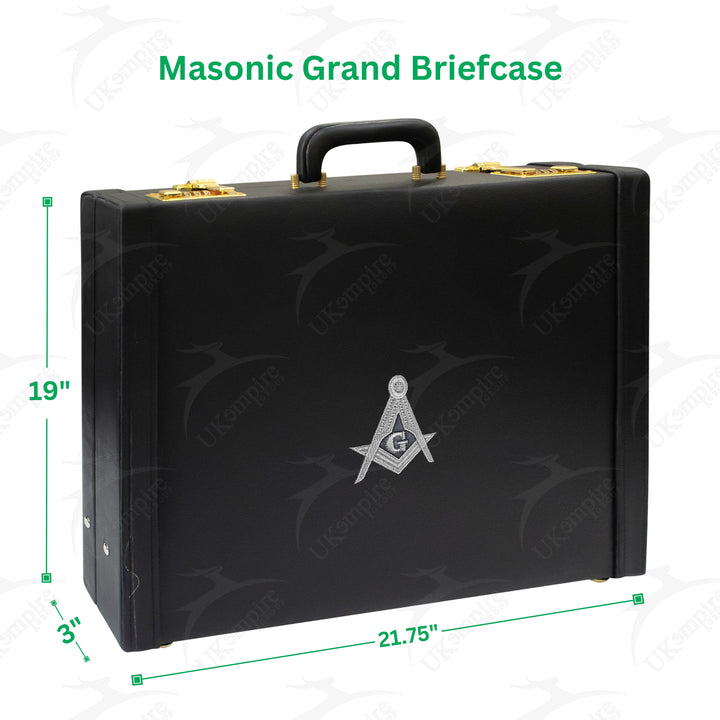 Masonic Apron Briefcase Grand, Square Compass G Silver