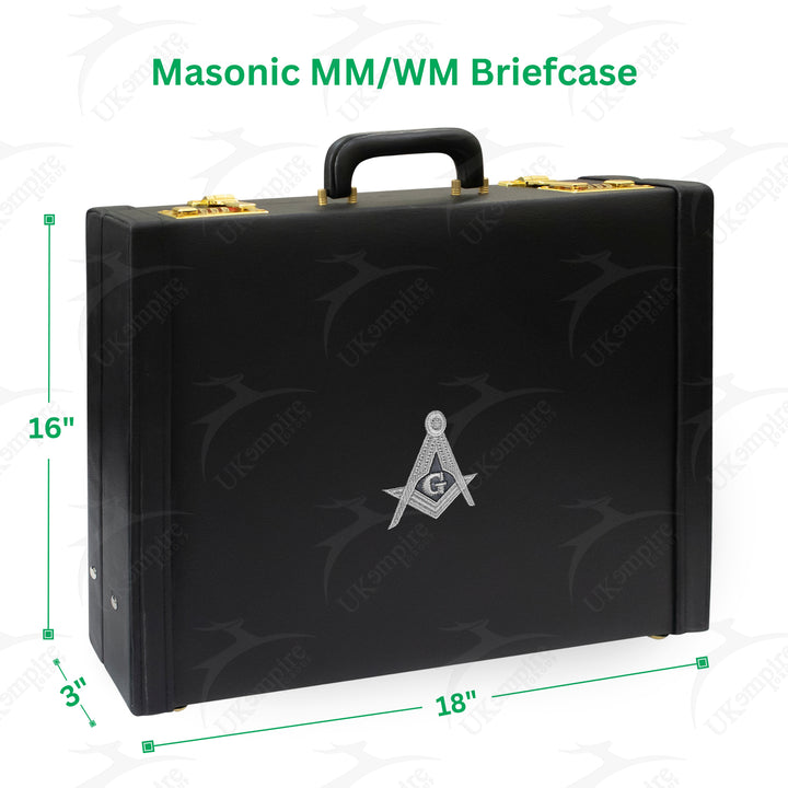 Masonic Apron Briefcase MM/WM, Square Compass G Silver