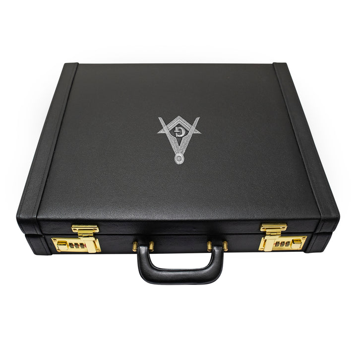 Masonic Apron Briefcase MM/WM, Square Compass G Silver