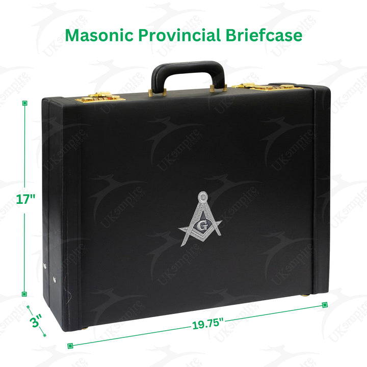Masonic Apron Briefcase Provincial, Square Compass G Silver