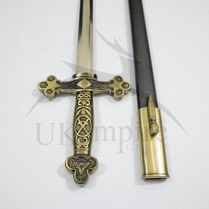 Masonic Blue Lodge Master Mason Sword, Scabbard & Leather Case (Set of 3)-4