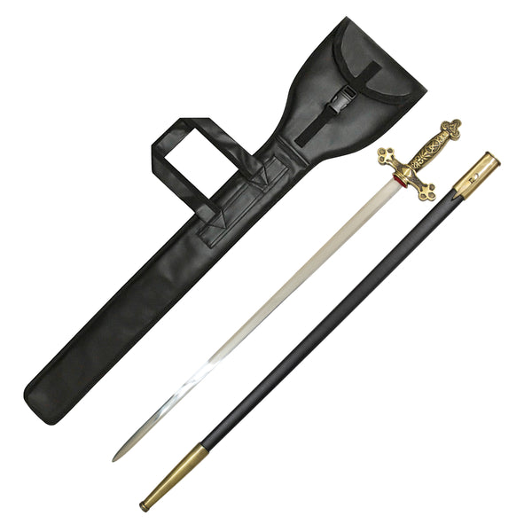 Masonic Blue Lodge Master Mason Sword, Scabbard & Leather Case (Set of 3)